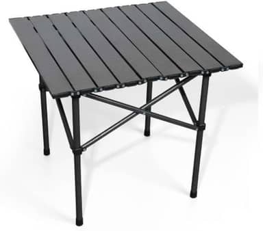 Mesa Dobrável de Camping Portátil em Alumínio – Compacta, Leve e Resistente, com Bolsa de Transporte | Ideal para Piquenique, Praia, Viagens e Trilhas – Espaço para 4 Pessoas (Preto)