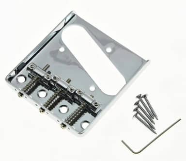 Ponte fixa de guitarra estilo cinzeiro vintage Tele com 3 selas compatível com guitarra Tele TL Telecaster, cromada