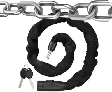 Cadeado Corrente Forte com Elos Lock Trava Para Bicicleta Moto Reforçada Sem Cabos Segredo com Chave Revestida com Tecido Poliéster (900mm)