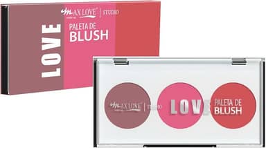 Paleta de Blush Trio Max Love Cor 1 - Alta Pigmentação, Longa Duração e Textura Aveludada - Maquiagem Profissional
