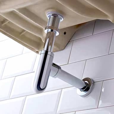 Sifão Cromado Copo de Metal Sifão Lavabo Pia Cozinha Americana Metal Com Copo 1.1/2 X 1.1/2'' Cor Cromado Universal Inoxidável Bloco de Odores Limpeza Prática