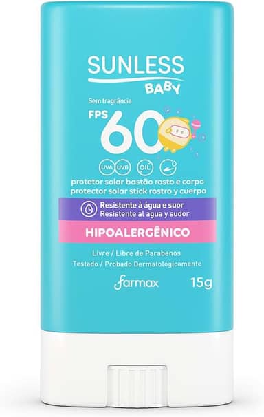 Sunless Protetor Solar Baby Bastão Fps60 Sunless 15G