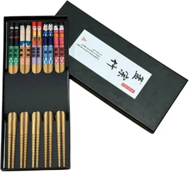 Kit 5 Pares Hashi Gueixa Ninja Palitinho Reutilizável Sushi