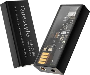 Questyle Amplificador de fone de ouvido M15i [certificado MFi] Amplificador DAC USB portátil com saídas duplas de 4,4 mm e 3,5 mm, suporta PCM 768 kHz/DSD512 de alta resolução sem perdas para