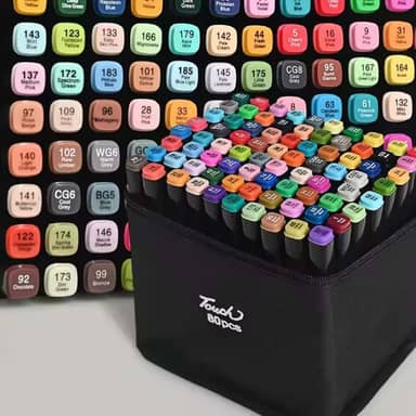 Marcadores de ponta dupla de álcool de 80 cores, canetas marcadoras de arte com porta-canetas, conjunto de marcadores permanentes de esboço para crianças, adultos, colorir, pintar, esboçar, (80)