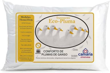 Kit Travesseiro Penas Plumas Ganso Percal 400 Fios Antialérgico 70cm x 50cm (01)