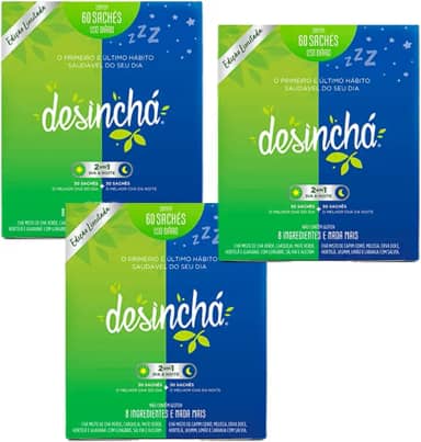Kit 3 Chá Desinchá Misto Dia e Noite Original 60 Sachês