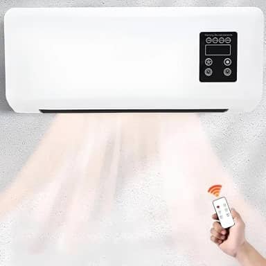Aquecedor e Ventilador Portátil de Parede 1800W com Controle Remoto, Aquecimento Rápido e Silencioso, Para Sala, Escritório e Quarto