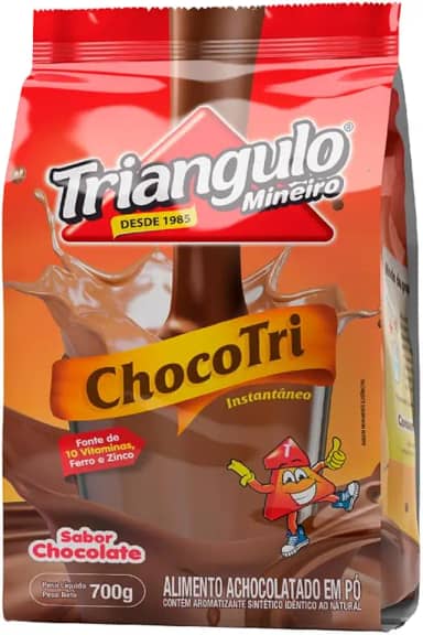 Achocolatado em Pó Chocotri, Embalagem de 700g, Triângulo.