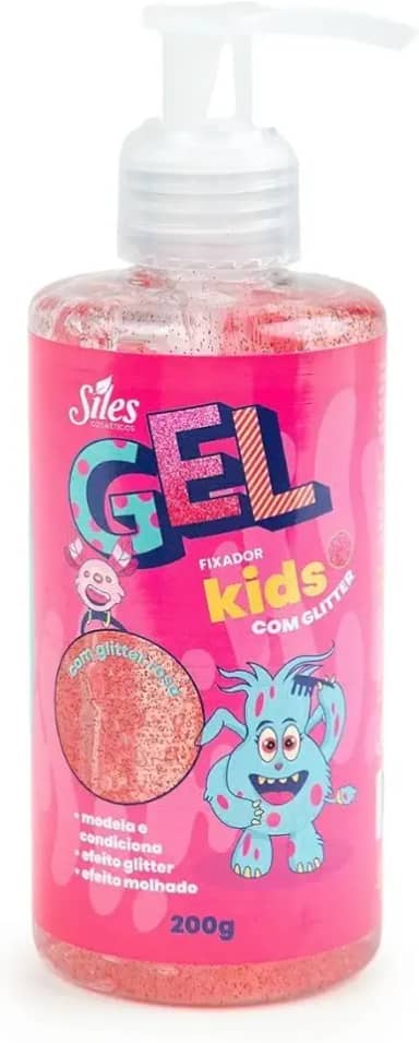 Gel de Cabelo Kids Glitter Rosa 200g - Siles