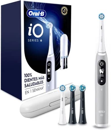 Oral B iO Series 6 –Escova de Dente Elétrica Recarregável Sensor de Pressão, Cabo Ergonômico+Estojo, Cinza 100-240V