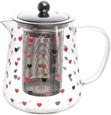 LYOR - Chaleira de Vidro Borossilicato com Filtro de Aço Inox Love 750ml