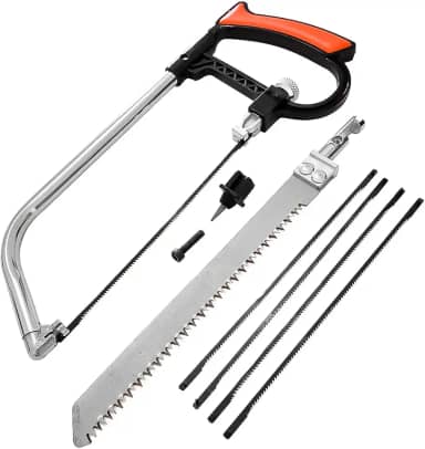 Kit Completo Arco Com 06 Serras Manual Mini Serrote Multifuncional Ajustável p/Vários Materiais Gesso