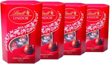 4 Caixas de 75g, Bombons de Chocolate Suiço, Lindt Lindor