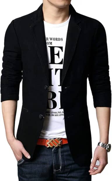 Blazer masculino slim de 2 botões simples de algodão leve casaco esportivo