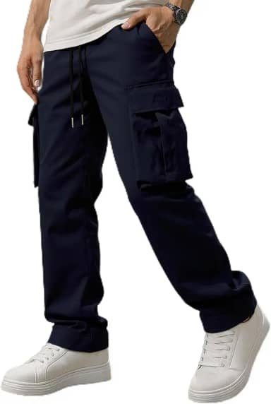 Calça cargo masculina com bolsos, esportiva, para uso ao ar livre, moda casual