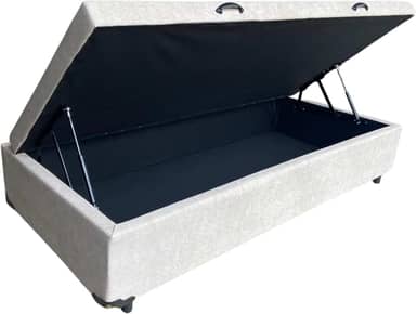Cama Box Baú Solteiro Linhão Bege Com Pistão A Gás - Estrutura Reforçada - Imperium do Sono