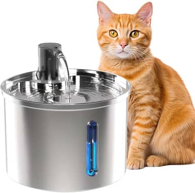 Bebedouro Gato Tipo Fonte, 3L Bebedouro Fonte De Água Para Cães Gatos Elétrico Pet, Fonte Bebedouro Para Gatos Aço Inox com janela de nível de água