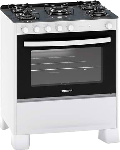 SUGGAR FOGÃO NEO COOK BRANCO MESA DE VIDRO 5 BOCAS ACENDIMENTO AUTOMÁTICO FGV510BR