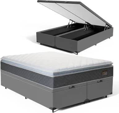 Cama Box Baú com Colchão de Espuma D45 Pillow Top Fort Comfort (Queen)