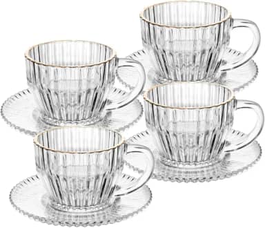 WOLFF - Conjunto 4 Xícaras de Café de Cristal com Fio de Ouro Imperatriz 110ml