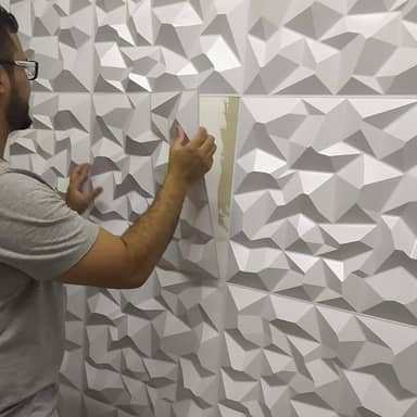 Kit com 10 Placas 3D Revestimento de Parede Alpes Branca 50x50cm 2,5m²