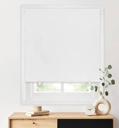 Persianas de rolô LazBlinds 100% blackout, não requer ferramentas nem perfuração, sem cordas, para janelas, isolamento térmico e proteção UV, privacidade para o quarto (91 x 183 cm, branco)