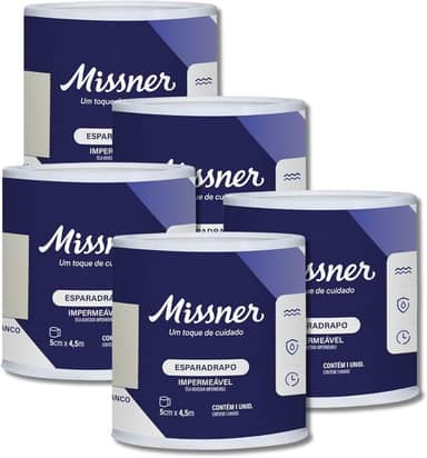 Esparadrapo Tape Impermeável Extra Flexível Branco 5 cm x 4,5 m - Kit com 5 Unidades