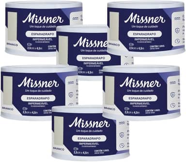 Esparadrapo Tape Impermeável Extra Flexível Branco 2,5 cm x 4,5 m - Kit com 6 Unidades