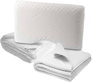 Conjunto de cama de casal Makura Sleep Light Pack 4403 para colchão Nikken Kenko Naturest Fit, travesseiro ergonômico natural Makura e conjunto de edredom branco claro dos sonhos, suporte avançado