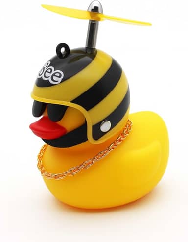 Patinho De Borracha Amarelo Para Moto Carro Bicicleta Infantil Com Capacete Enfeite Divertido Guidão Retrovisor (Carro)