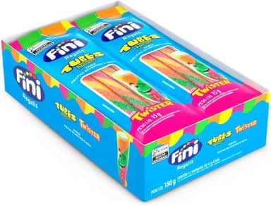 Fini Mini Balas De Gelatina Tubes Twister Cítrico Com 12 Unidades