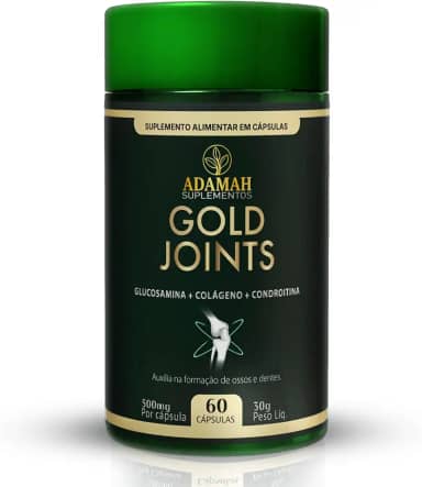 Gold Joints Adamah - Colágeno Tipo 2 + Glucosamina + Condroitina e Cúrcuma - Suplemento para Articulações e Joelho - Fórmula Completa - 60 Cápsulas