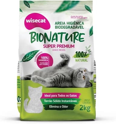 Bionature Areia Higiênica para Gatos Biodegradável Wisecat 2kg