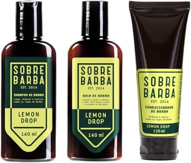 Kit Trio SOBREBARBA Shampoo + Balm + Condicionador para Barba Lemon Drop