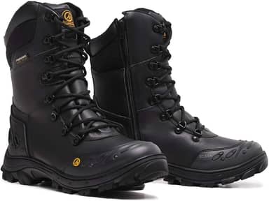 Bota Coturno Masculino Militar Soldier Palmilha de Gel Couro Legítimo Zíper Lateral