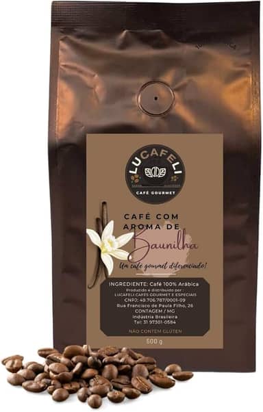 CAFÉ GOURMET AROMATIZADO 100% ARÁBICA - BAUNILHA - EM GRÃOS - 250g
