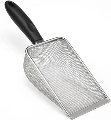 Pá Coletora para Areia de Gato em Aço Inox – Pazinha Higiênica Premium para Limpeza de Caixas de Areia, Terrários e Gaiolas de Pets - Premium