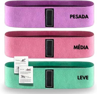 Kit 3 Faixas Elásticas para Treino, Musculação, Yoga, Pilates, Funcional, Crossfit e Fisioterapia | Bands com 3 Resistências