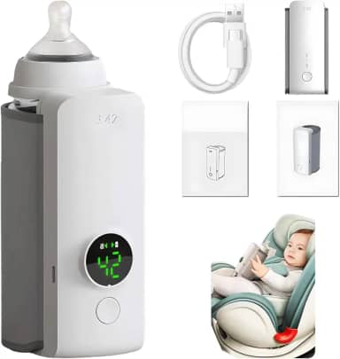 Aquecedor de Mamadeira Digital Portátil, Display LED, USB Recarregável, Compatível com Carros, com Cabo USB e Manual