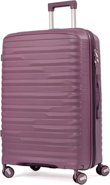 Mala De Viagem Grande Expansível 32Kg Polipropileno 8 Rodas 360 Giratória Para Despachar Rígida Leve Tamanho G Viagem Internacional Resistente (ROXO, Grande)