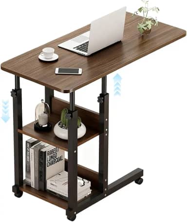 80 * 40*(68-83) Mesa para Notebook de Luxo, Altura Ajustável, Portátil para Sofá E Cama, Mesa Portatil para Notebook, com Rodinhas, com 2 Camadas de Armazenamento