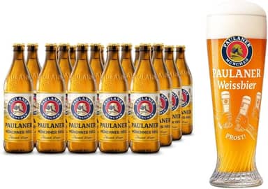 Kit 20 Cervejas Paulaner Lager Munchner Hell Alemã Box 500ml + Copo Prost