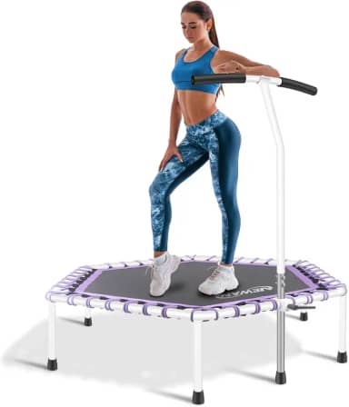 NEWAN Newan trampolim de fitness de 48 '' com guiador ajustável, trampolim silencioso bungee rebounder jumping treino cardiovascular para adultos - limite máximo de 330 libras