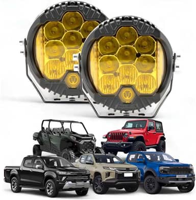 Par Farol De Milha 5 50w Com Drl Auxiliar Off Road Led Amarelo