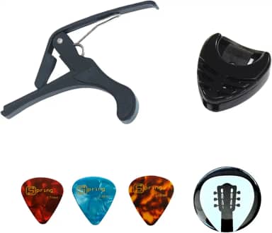 Acessórios violão Capotraste Palhetas e Porta Palheta Kit