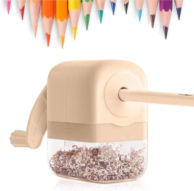 Apontador de lápis manual, apontador de lápis de manivela com ponta ajustável (6 mm-8 mm) - bege
