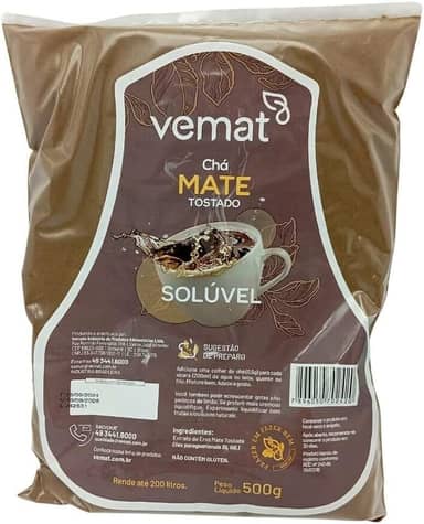 Chá Mate Tostado Solúvel 500Gr Rende Até 200 Litros Vemat