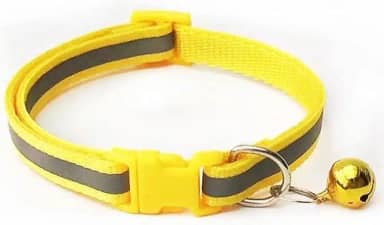 Coleira Refletora De Nylon com Guizo para Gatos e Cachorros pequeno porte, Ajustável Para Animais De Estimação, COR AMARELO,12-16cm