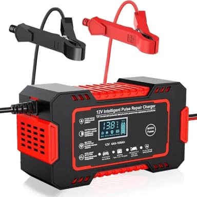 Carregador De Bateria De Carro Inteligente Automotivo 12V Bi-volt com Display Digital Ideal Para Carros, Motos, Caminhões Proteção Contra Sobrecarga PREMIUM